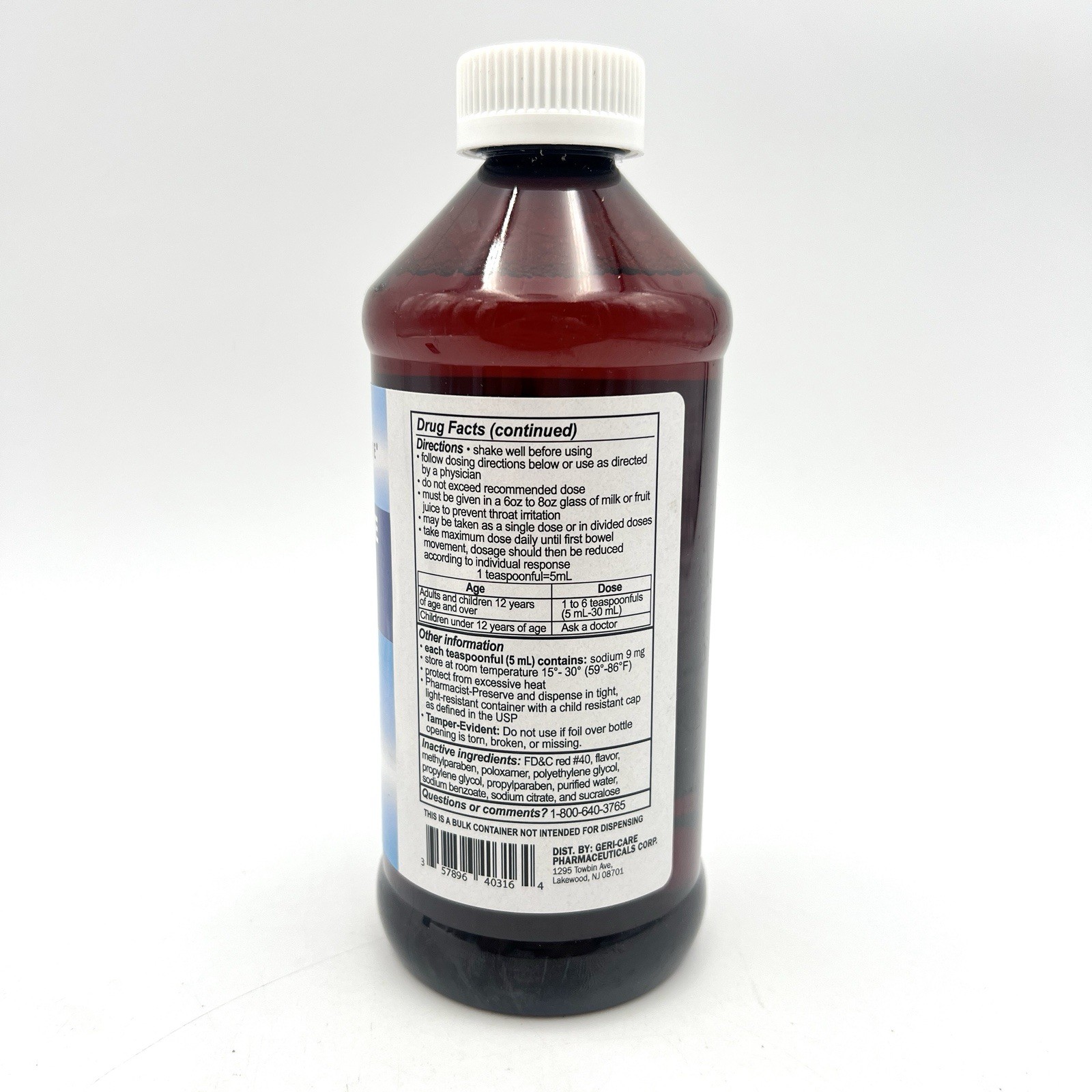 GeriCare Docusate Sodium Stool Softener Laxative Cherry-Flavored (16 fl oz)