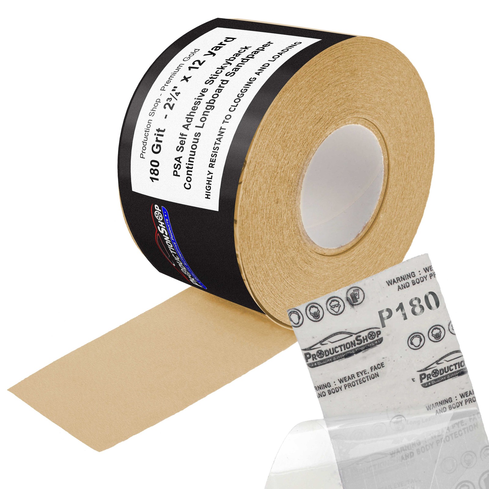 180 Grit PSA Longboard Sandpaper, 2-3/4" Continuous 12 Yard Roll - Self Adhesive