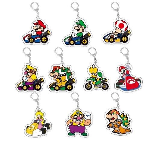 20pcs cartoon Super Mario mix Acrylic Keychain Key Chain Girls boy Keyring gifts