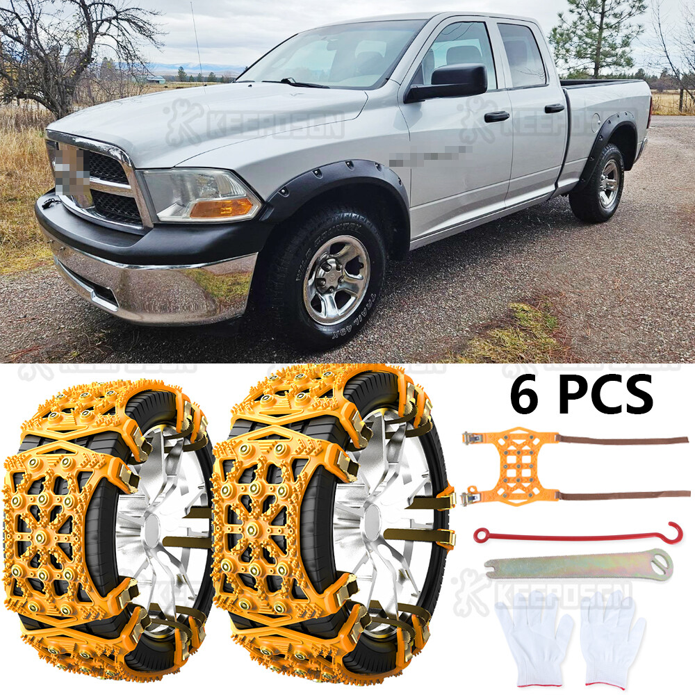 For Dodge Ram 1500 2500 3500 6Pcs Wheel Tire Chains Snow Mud Anti-Skid Emergency