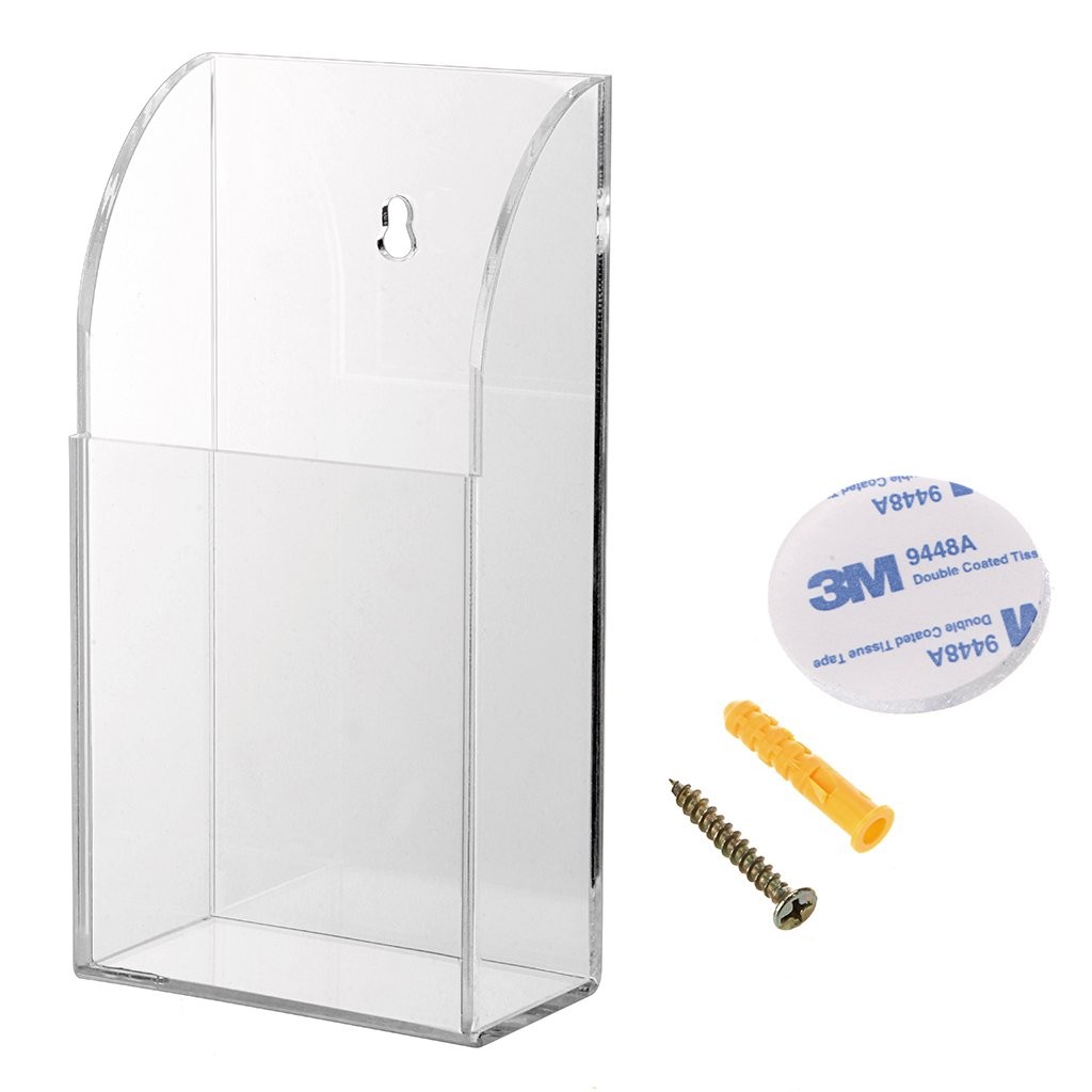 Hipiwe Wall Mount Remote Control Holder Clear Acrylic Media Small,