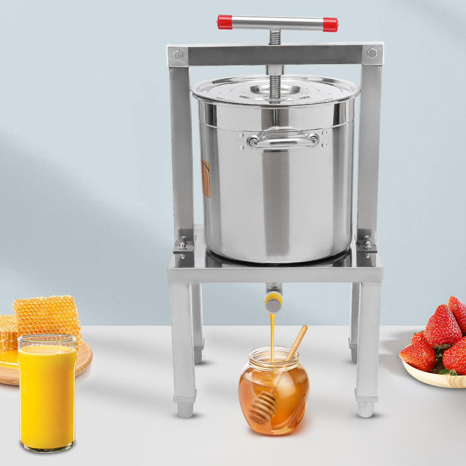 Grape Press 3.5 Gallon Stainless Steel Fruit Wine Press with Height Adjustable