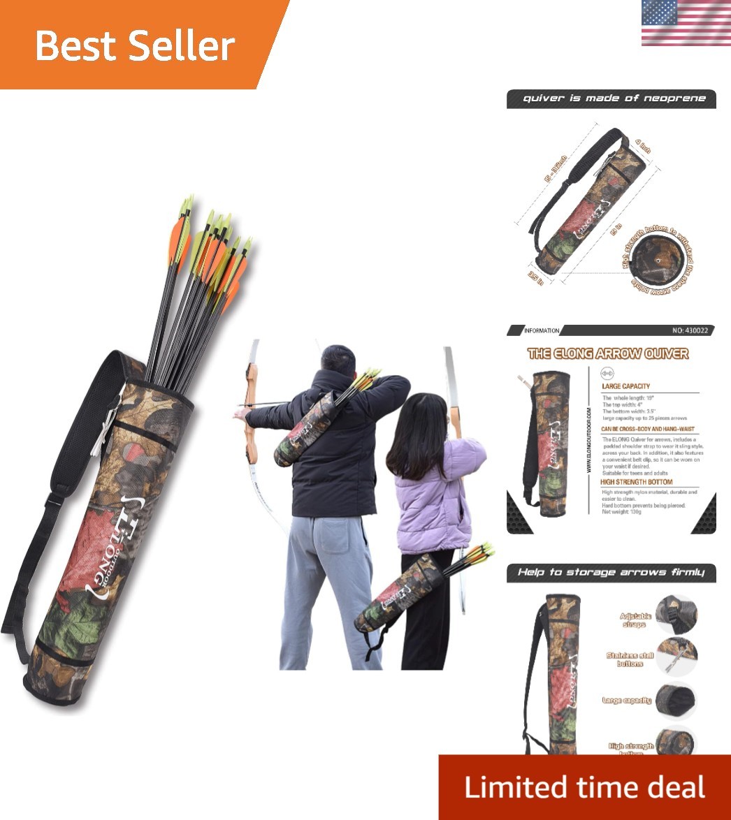Adjustable Arrow Holder for Compound Bows - Holds 30 Arrows, Camo Color