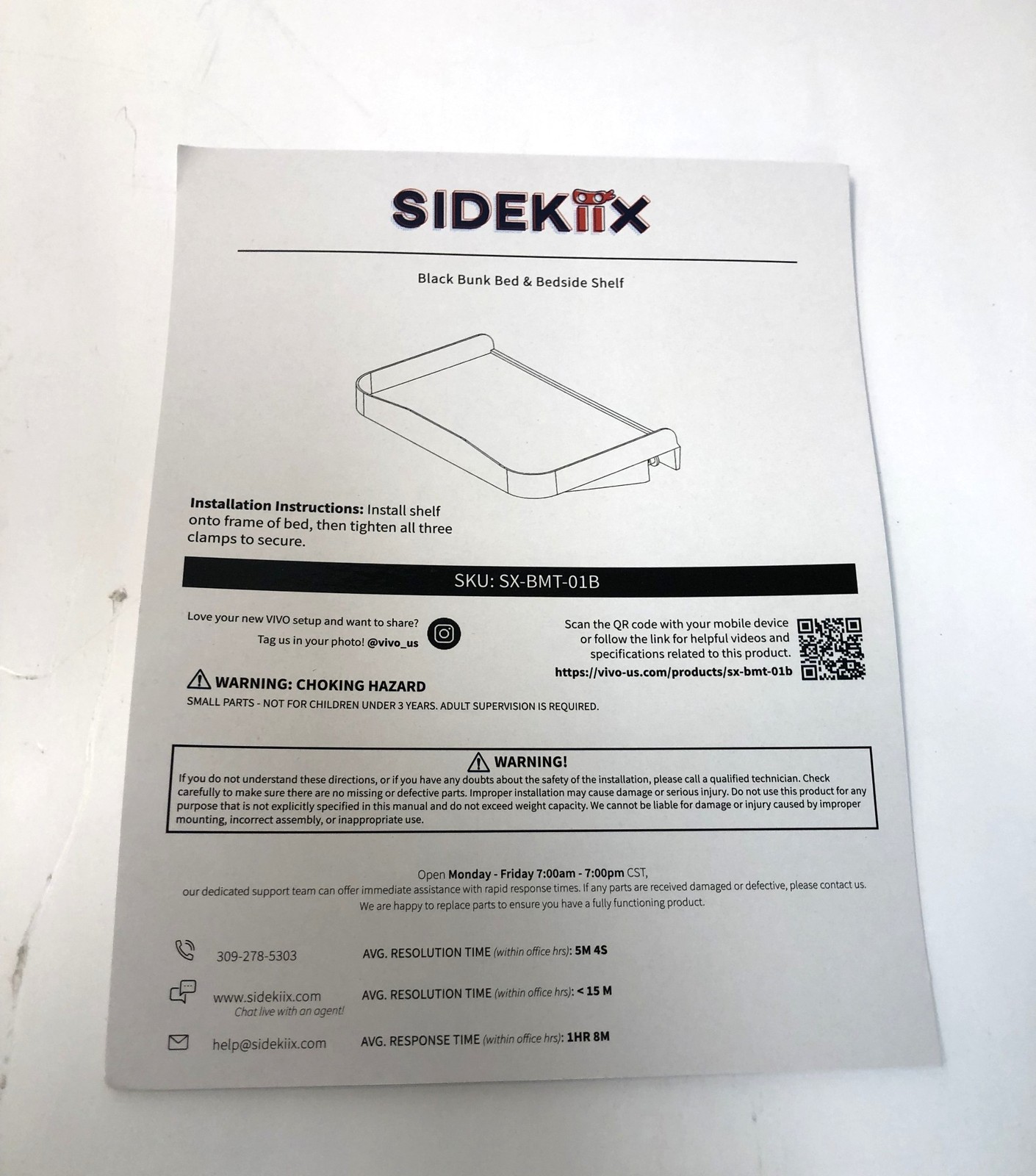 SideKiix White Bedside Shelf for Bunk Beds & Bed Frames