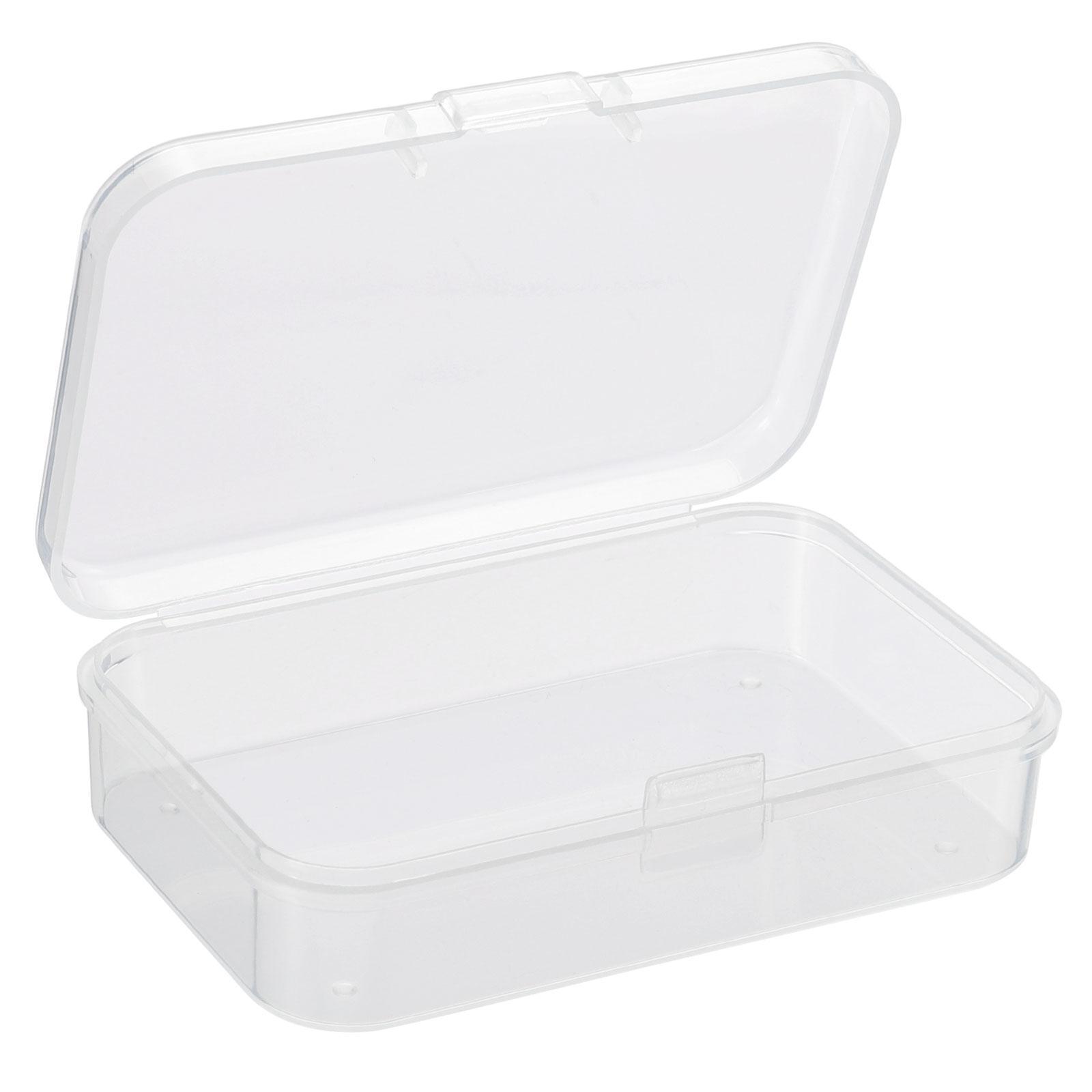 12pcs Clear Storage Container w Hinged Lid 75x50x21mm Plastic Rectangular Box