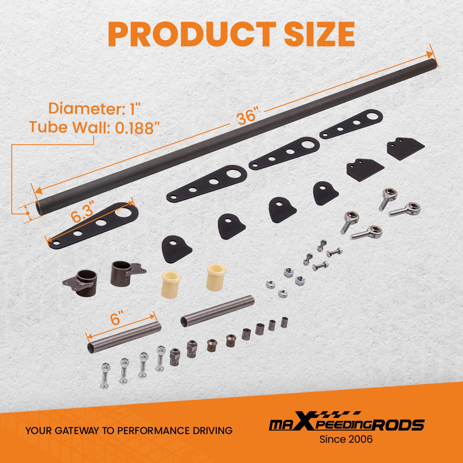 Anti-Roll Bar Kits 36" Chromoly Frame Rail Width 10.2" Arms 1" diameter