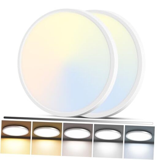 2Pack LED Flush Mount Ceiling Light, 12Inch 24W Dimmable 12"(2pack) White