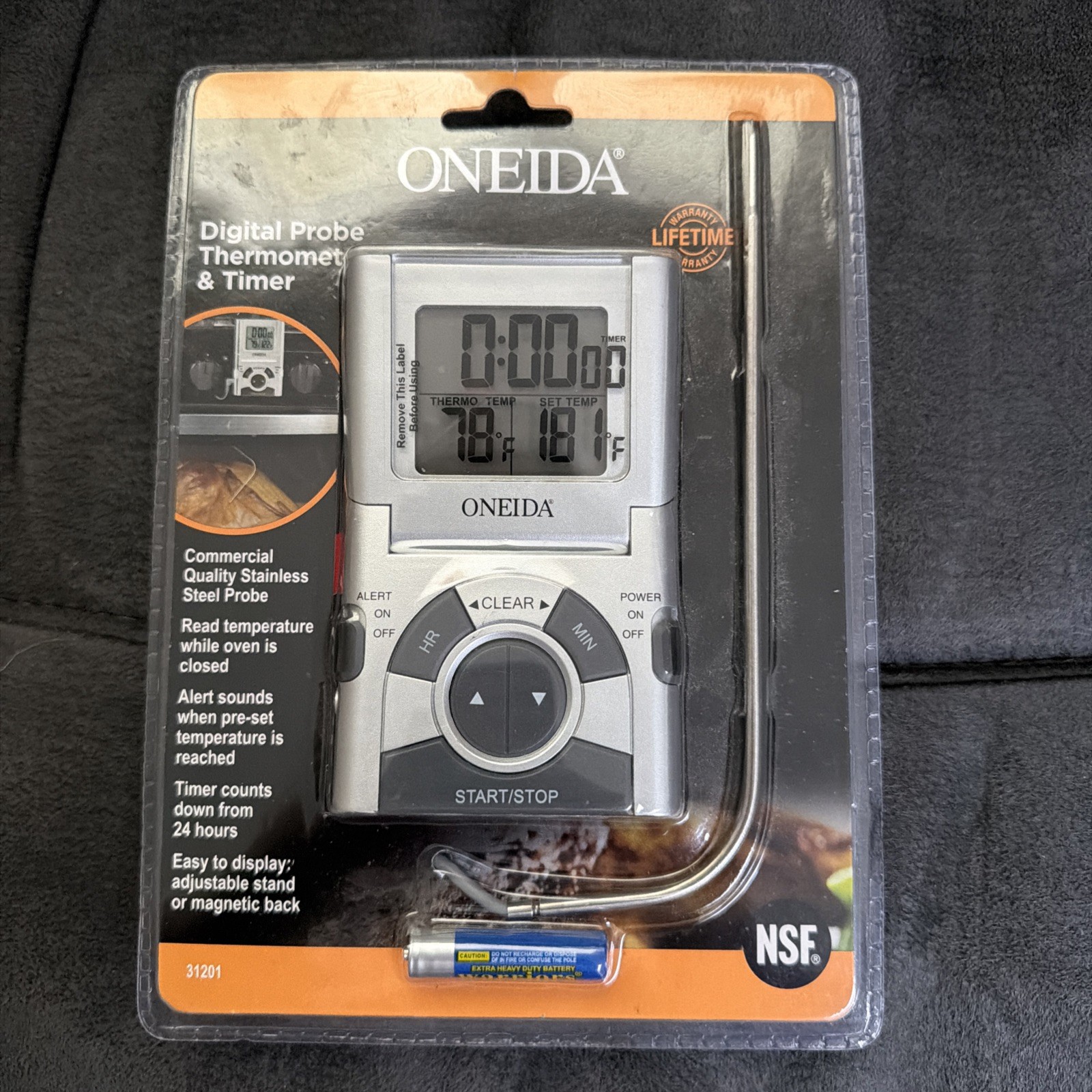 "Oneida Digital Probe Thermometer & Timer" 31201 / New & Sealed/ Free Shipping