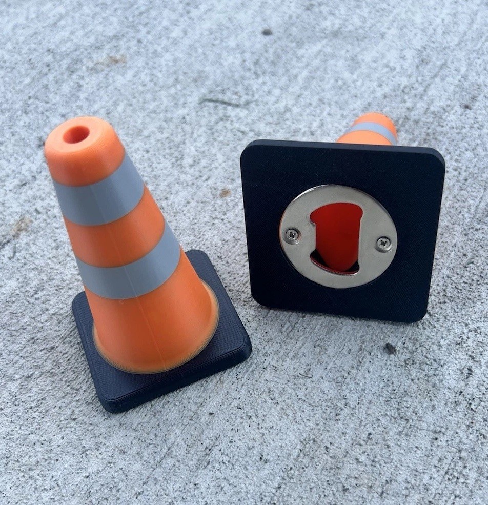 Construction Cone 3D Printed Bottle Opener Desk Decor Gift