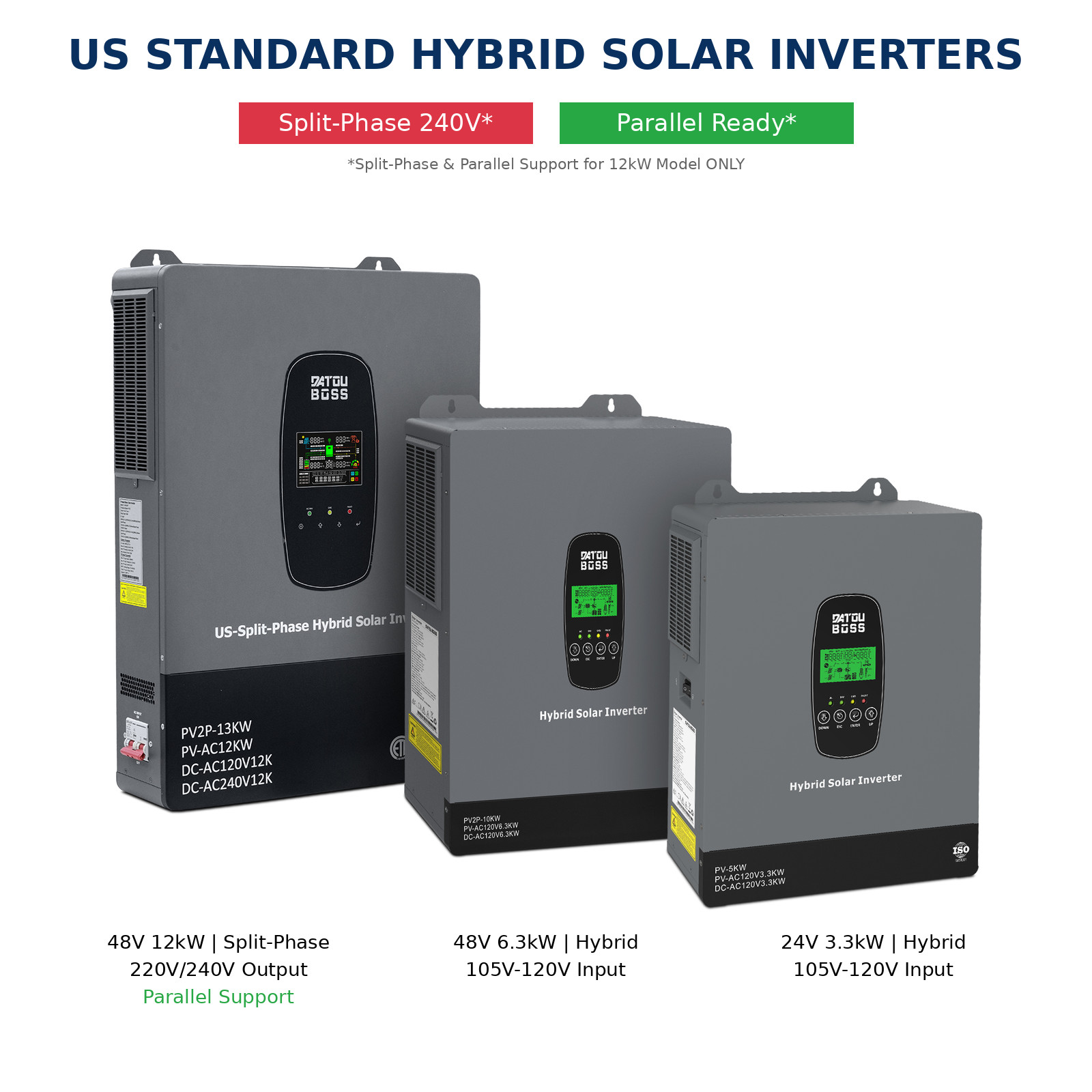 24V/48V 3300W/6300W/12000W Solar Hybrid Inverter MPPT Off-Grid Pure Sine Wave PV