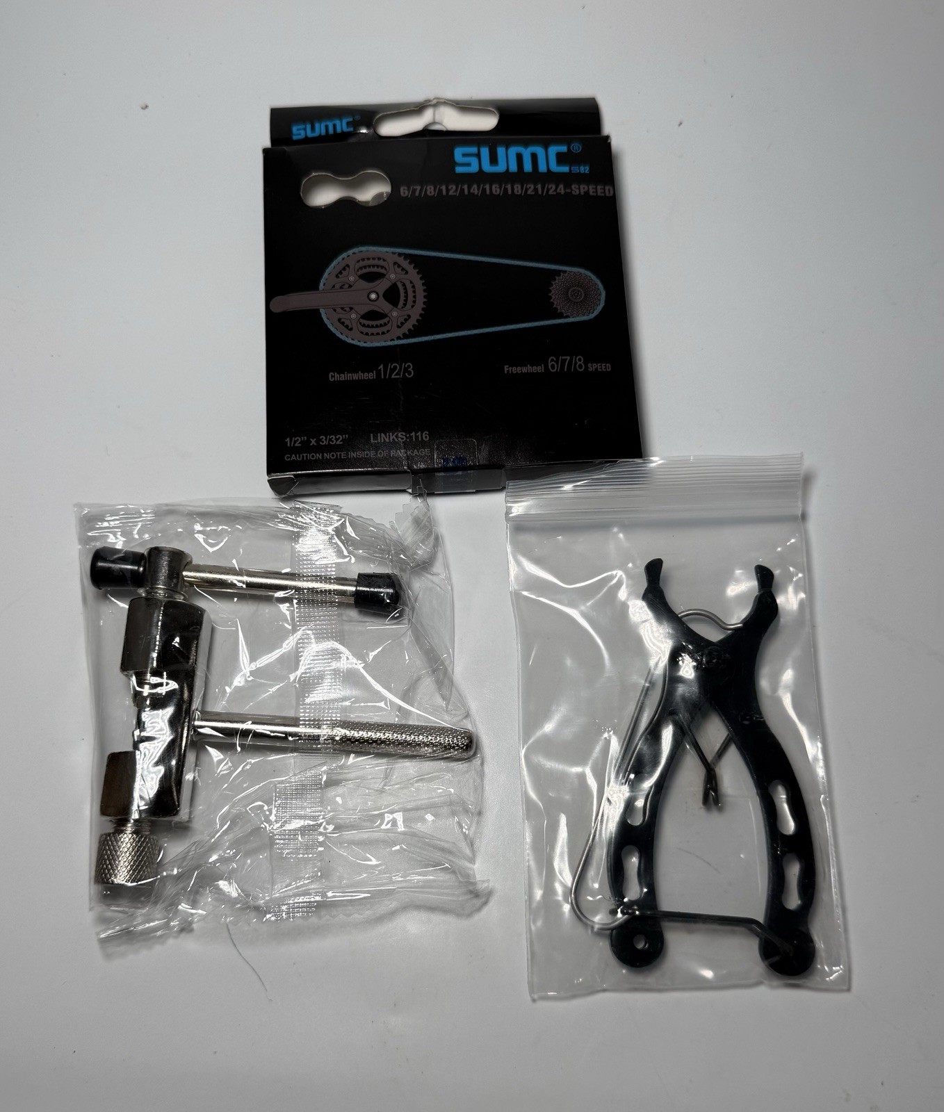 Bicycle Bike Chain 116 Links Kit High Tensile Strength 1/2” X 3/32” W/ Tools