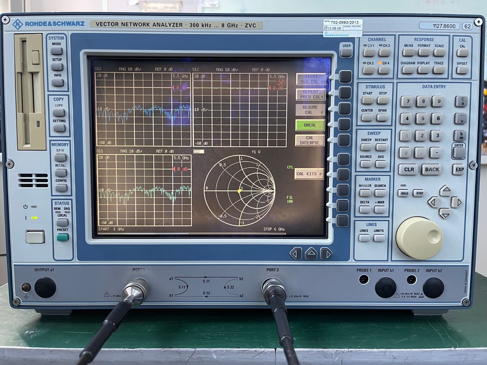 Rohde & Schwarz ZVC Vector Network Analyzer 300kHz- 8GHz , 2 ports