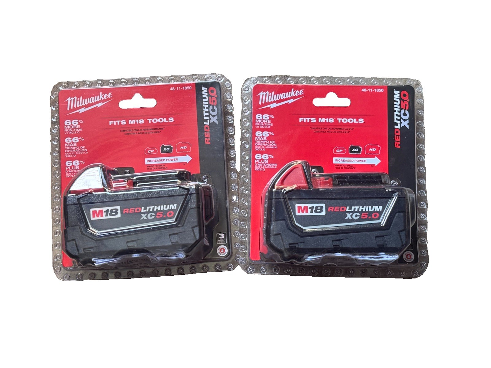 Milwaukee M18 XC 5.0Ah Battery REDLITHIUM 2 Pack 48-11-1850