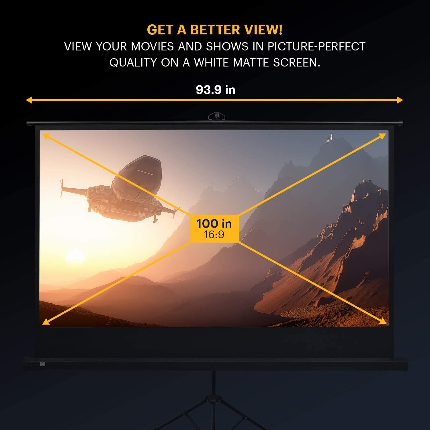 Kodak 100" Portable Projector Screen w/ Stand & Lightweight Carry Bag