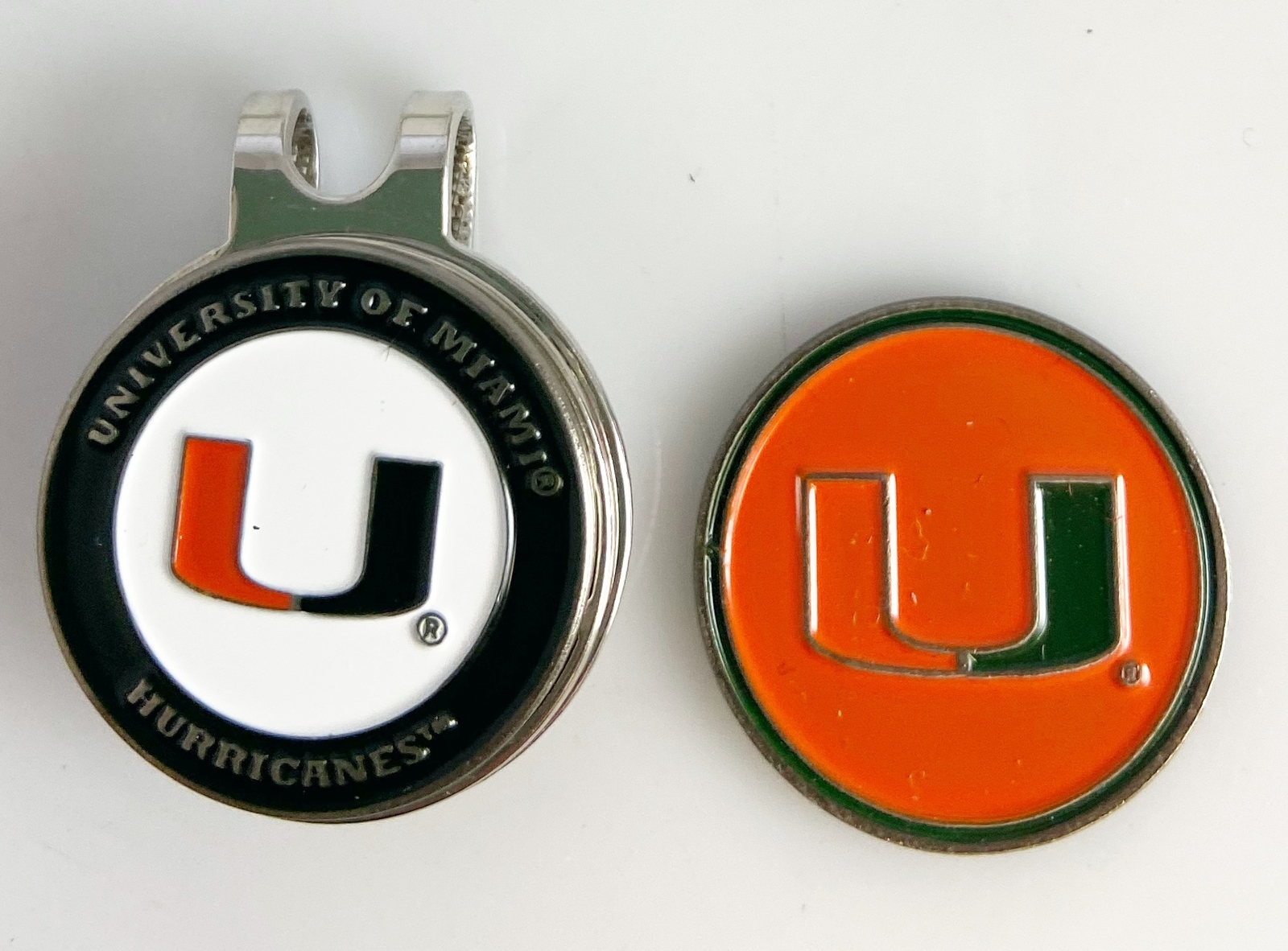 GOLF Silver HATCLIP & ballmarker Miami Hurricanes USA Silver NEW