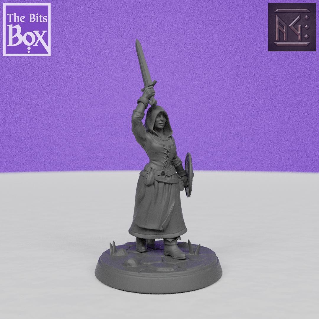 Female Peasant Militia with Sword and Shield | Artisan Guild Miniatures