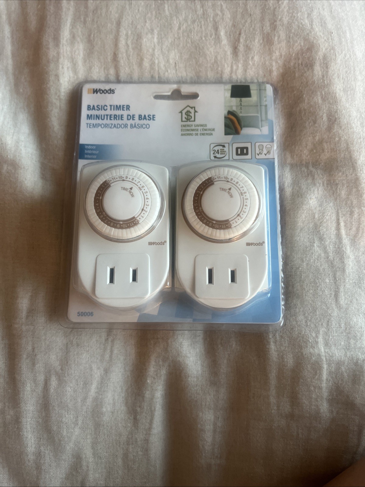 Woods 2-Pack 50006 Basic Timer Indoor 24-Hour Outlet Timer New in Package