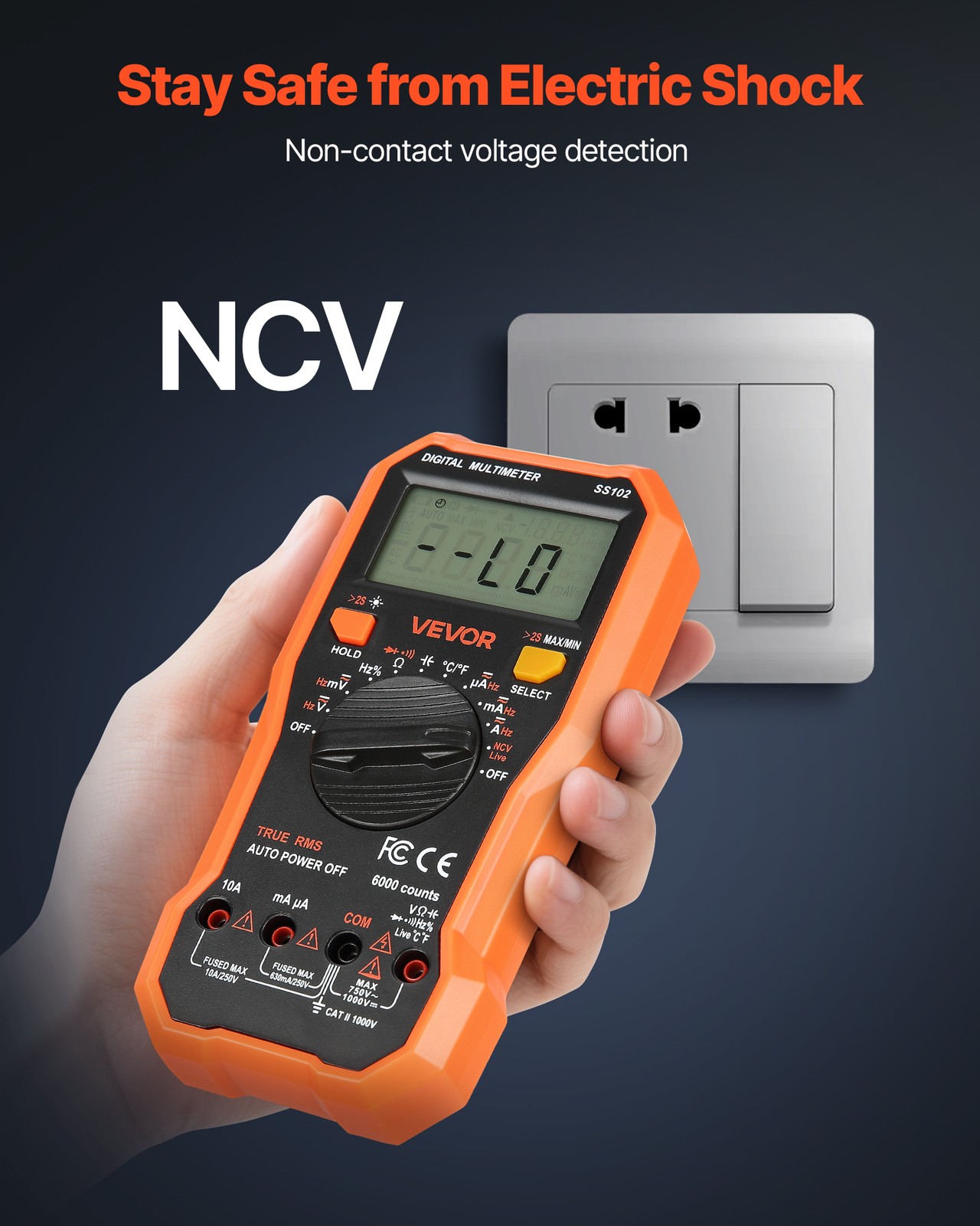 VEVOR Digital Multimeter 6000-Count TRMS Voltmeter Current Tester NCV Multimeter
