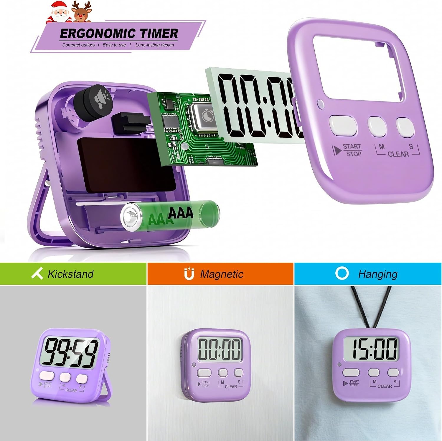 Loud & Silent Mode Digital Timers - 2 Pack Essential for Classrooms & Kitchen