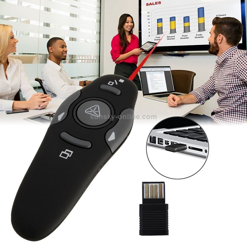 Presentador multimedia con puntero láser y receptor USB para proyector / PC