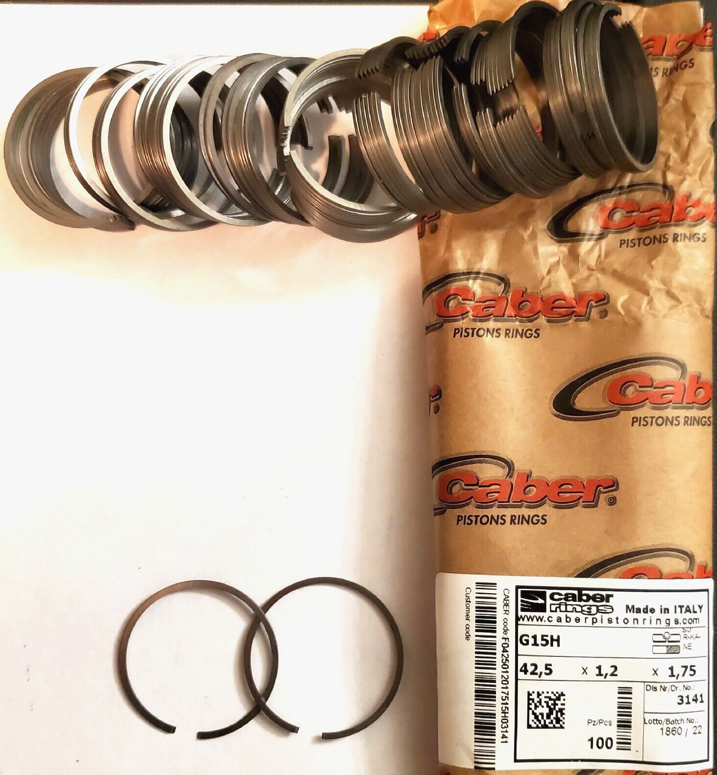Caber piston rings 42.5mm x 1.2mm fits Stihl 025 MS250  BEST PRICE ON SALE!!!