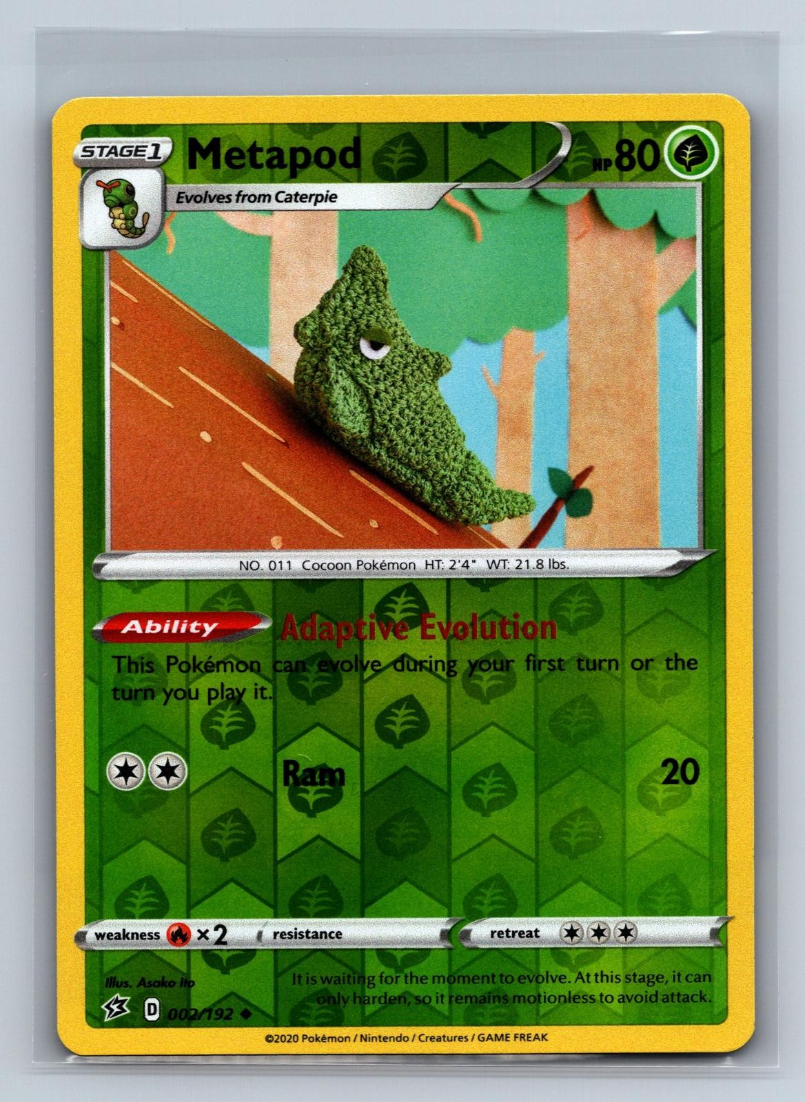Metapod 002/192 Uncommon Rebel Clash Pokemon Reverse Holo NM/M 709d-21
