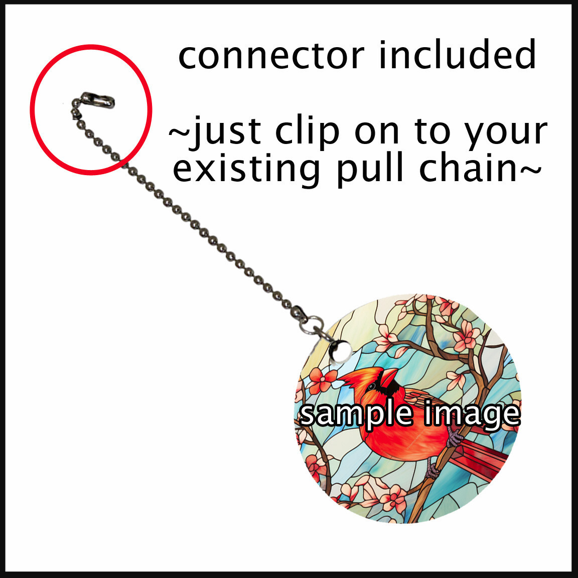 Bee Bumblebee Art Print 2-Sided Ceiling Fan Lighting Pull Chain 6" Extension