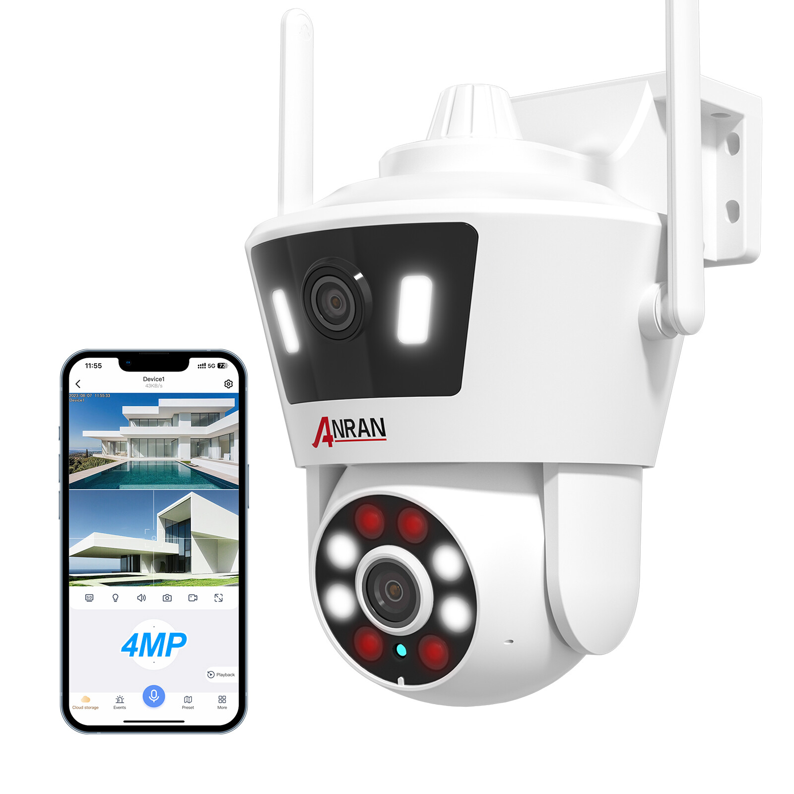 ANRAN 4MP HD Security Camera Wireless Outdoor Home Night Vision Wifi CCTV Camera