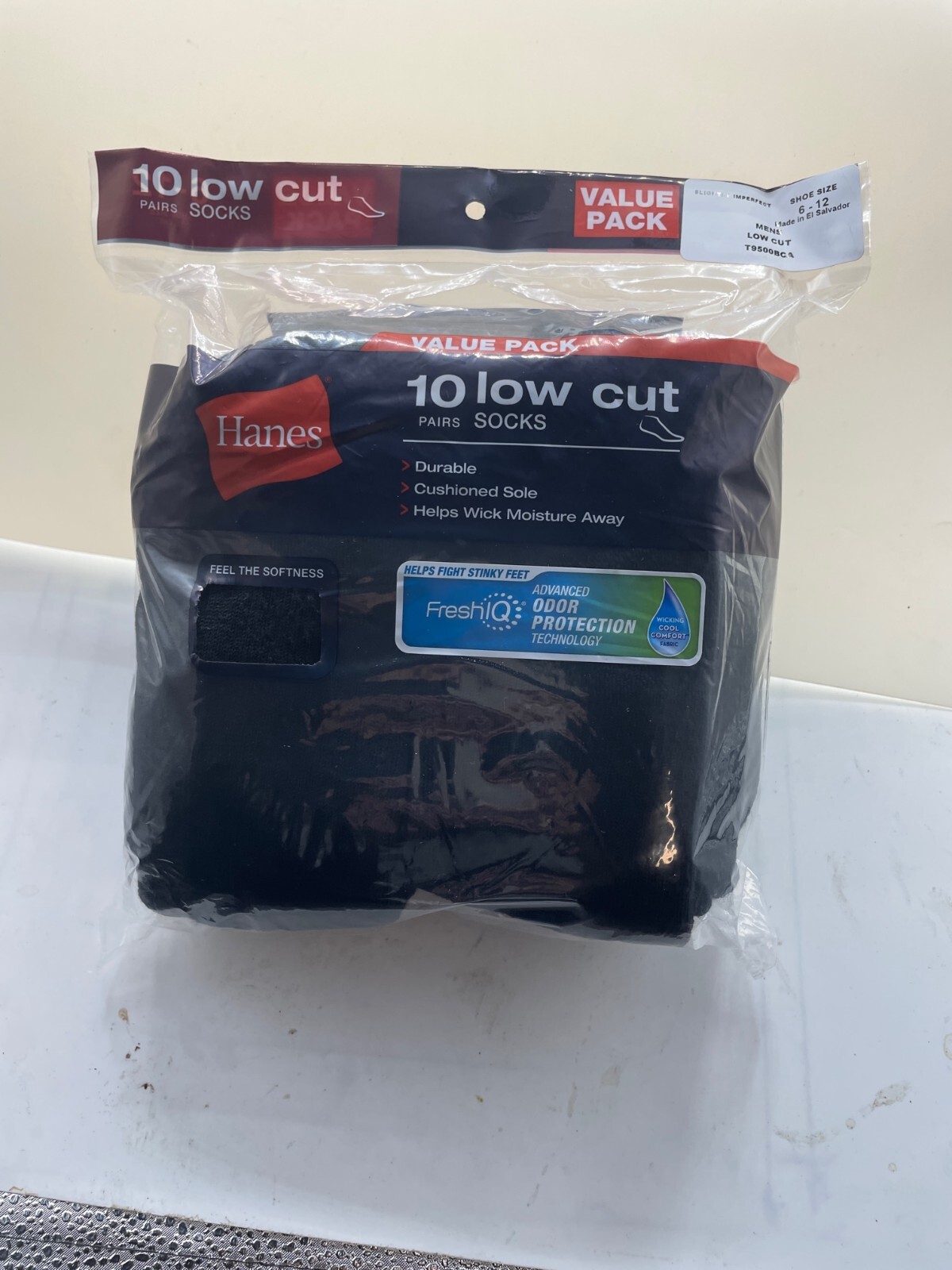 HANES MEN LOW-CUT SOCKS BLACK  10PK 20 PK 30 PK  40 PK