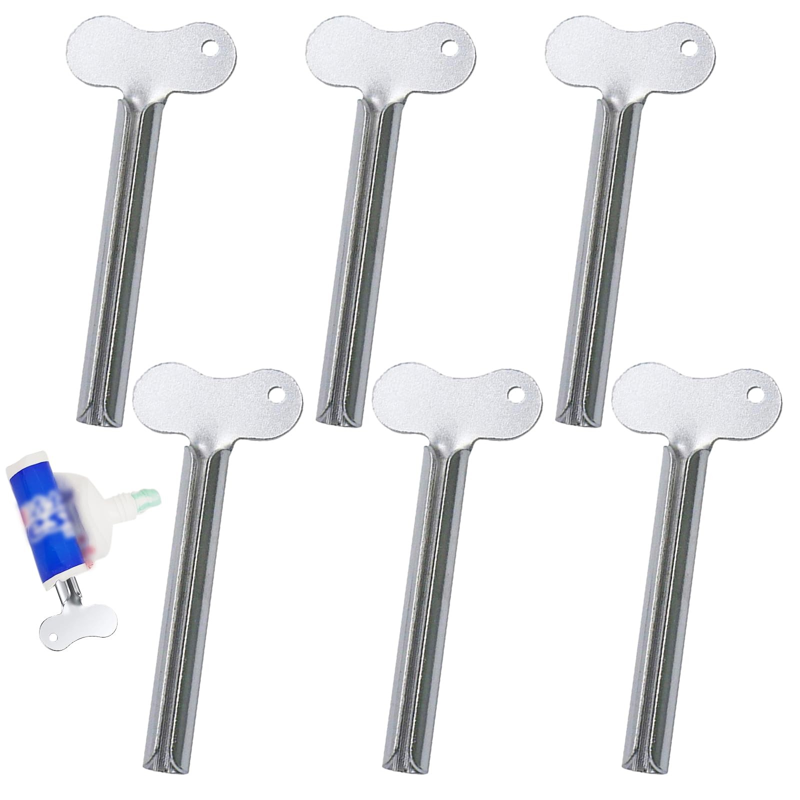 6 Pcs Toothpaste 3.15 x 1.30 x 0.27 Inch / 8.0 x 3.3 x 0.68 cm, Silver