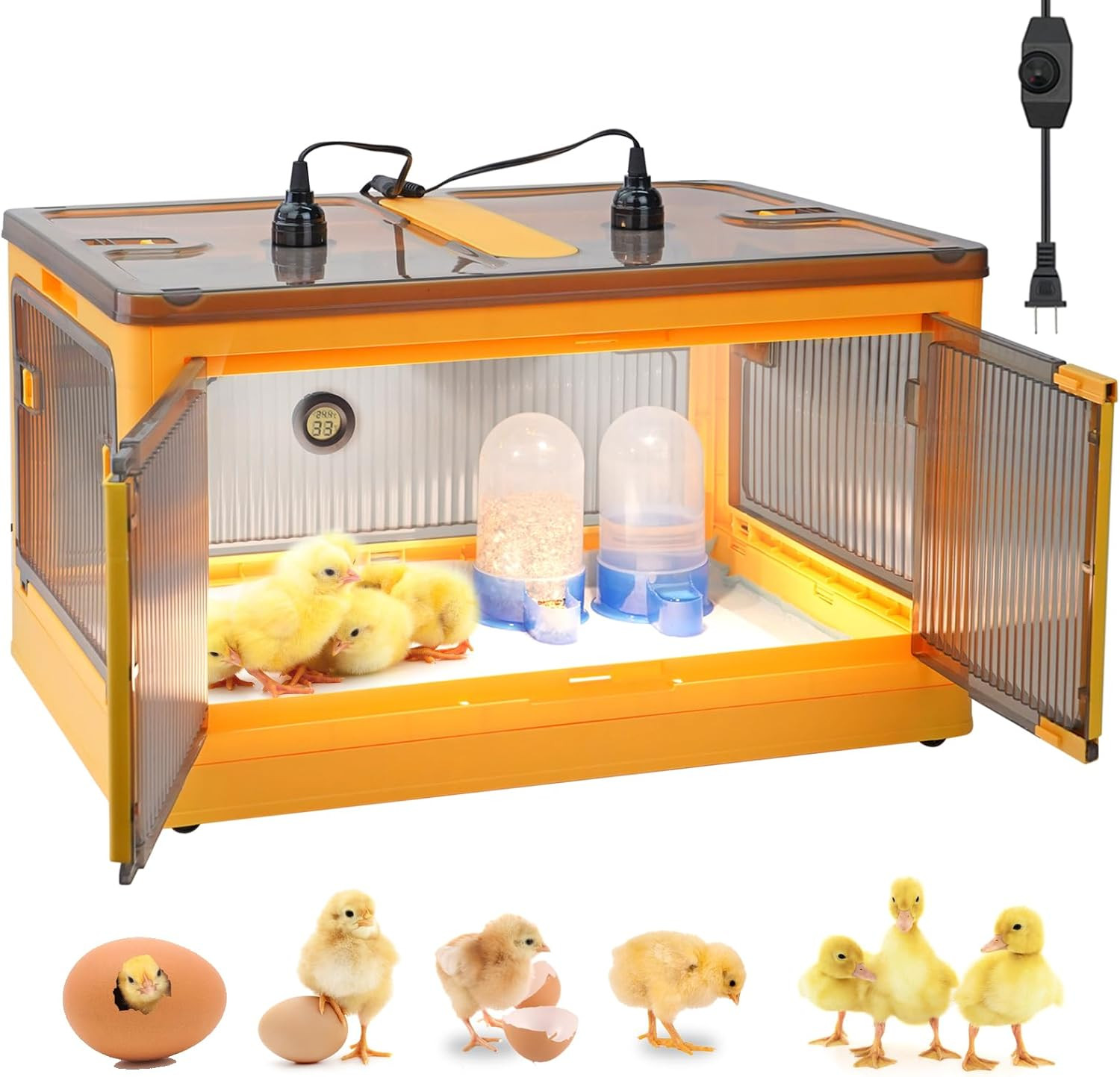 Chicken Brooder Box for Chicks Brooder Heater Chicks w/ Thermometer for 20 Ducks