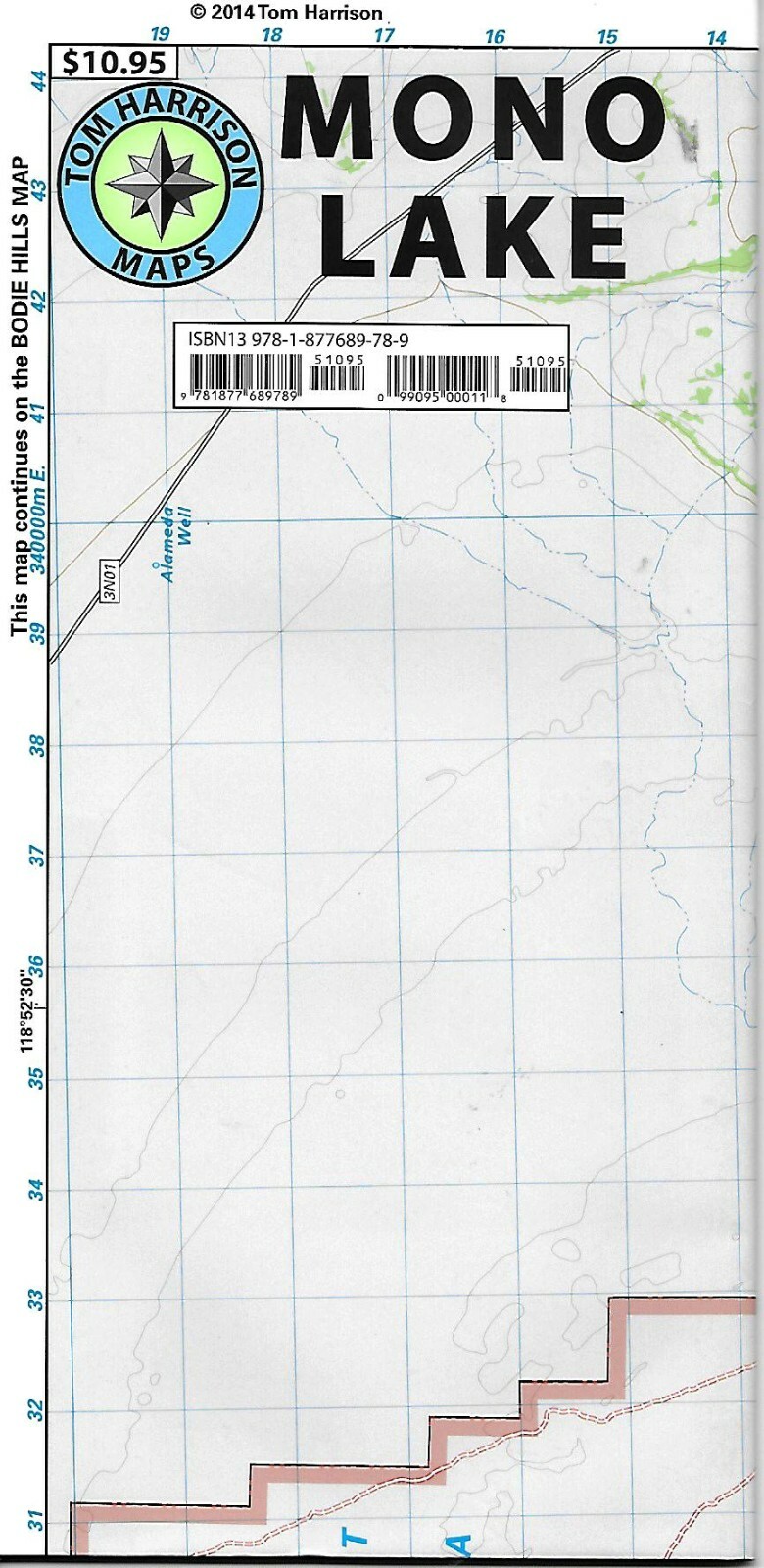 Mono Lake Map, California, by Tom Harrison Map