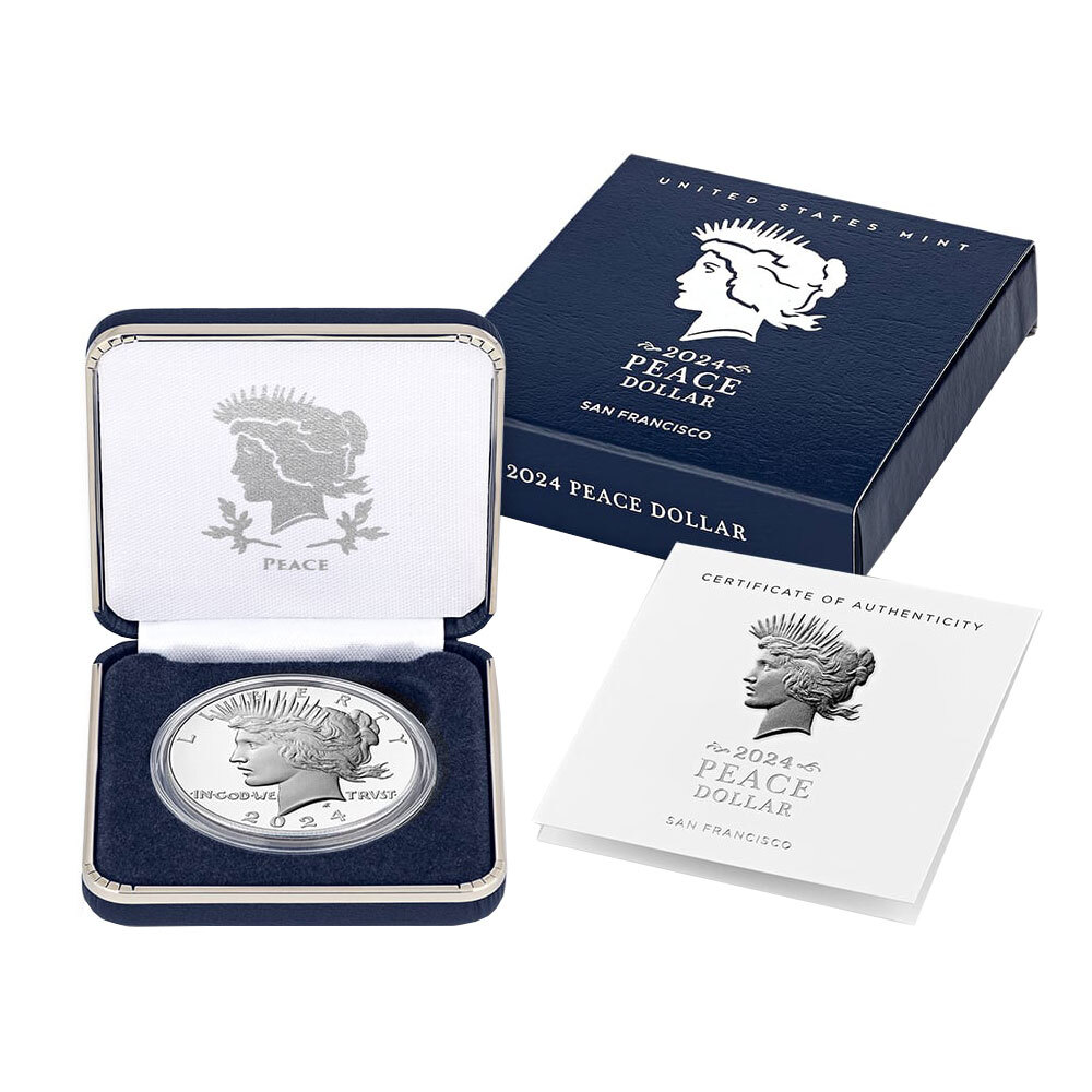 2024-S $1 Proof Peace Silver Dollar Box, OGP & COA