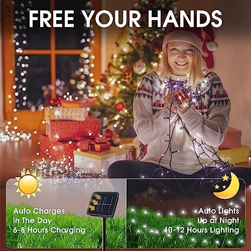 Vimorg Solar String Lights Outdoor, 2 Pack 79FT 200 LED 100Cool White