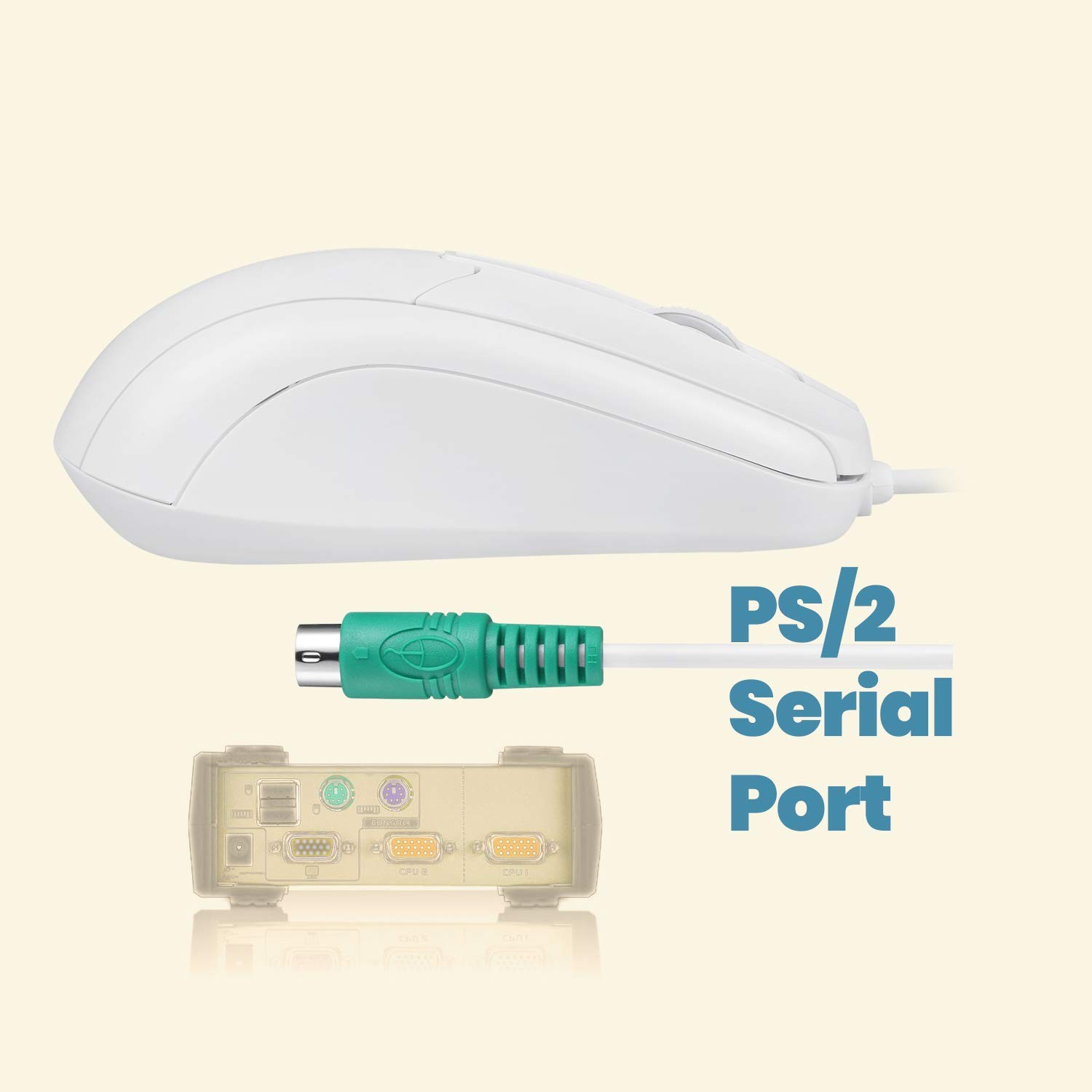 Perixx PERIMICE-209 P, Wired PS2 Optical Mouse with Scroll Wheel and 1000 DPI,
