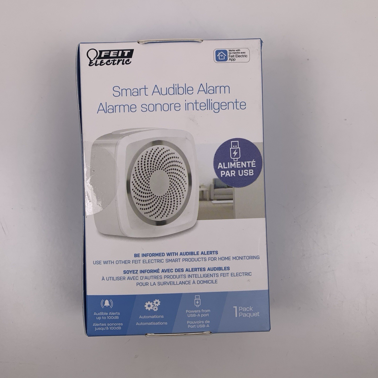 Feit Electric Smart Indoor Wi-F Audible Home Security Alarm with Flashing Lights