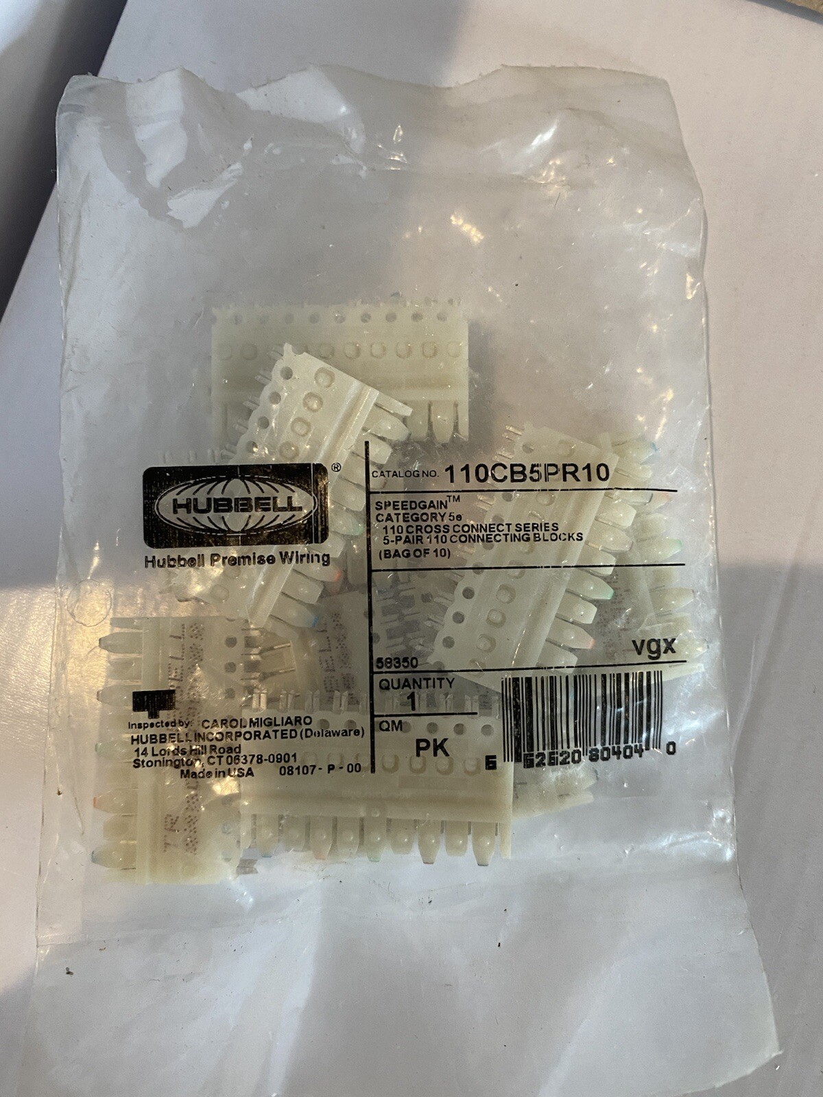 10 Hubbell Speedgain Cat 5e 110-Type Connecting Terminal Patch Blocks 110CB5PR10