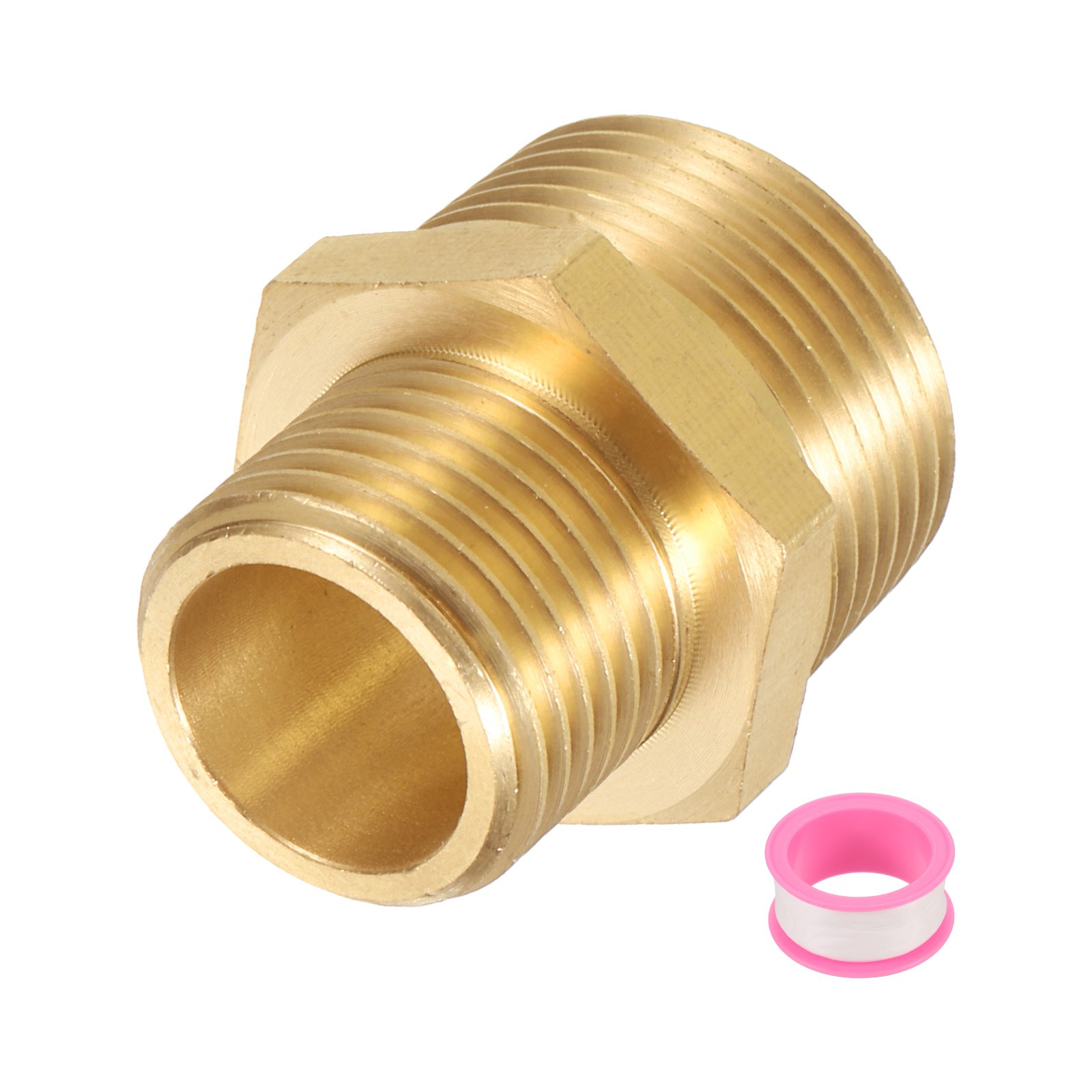 Brass Pipe Fitting, 1/2" g Male × 3/4" NPT Male Hex Nipple Pipe Adapter