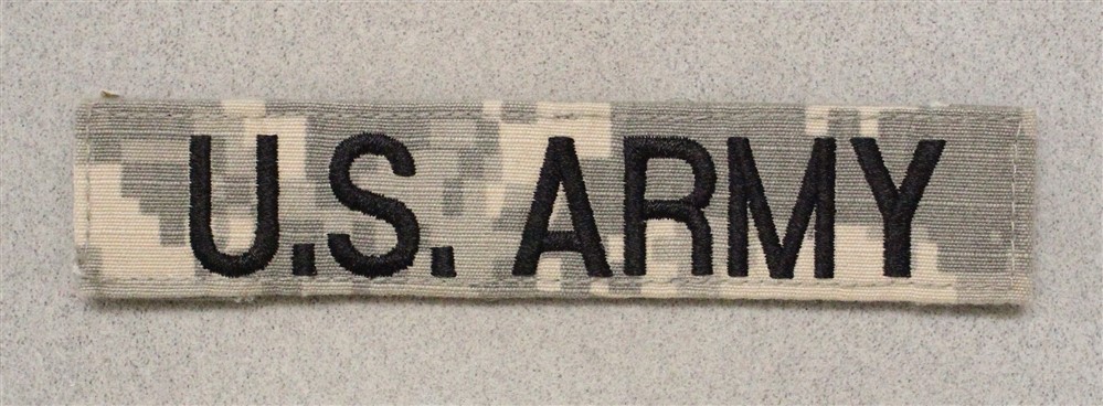 Cloth Name Tape, Pocket Title 040 - "U.S. ARMY" - gray digital w/hook & loop