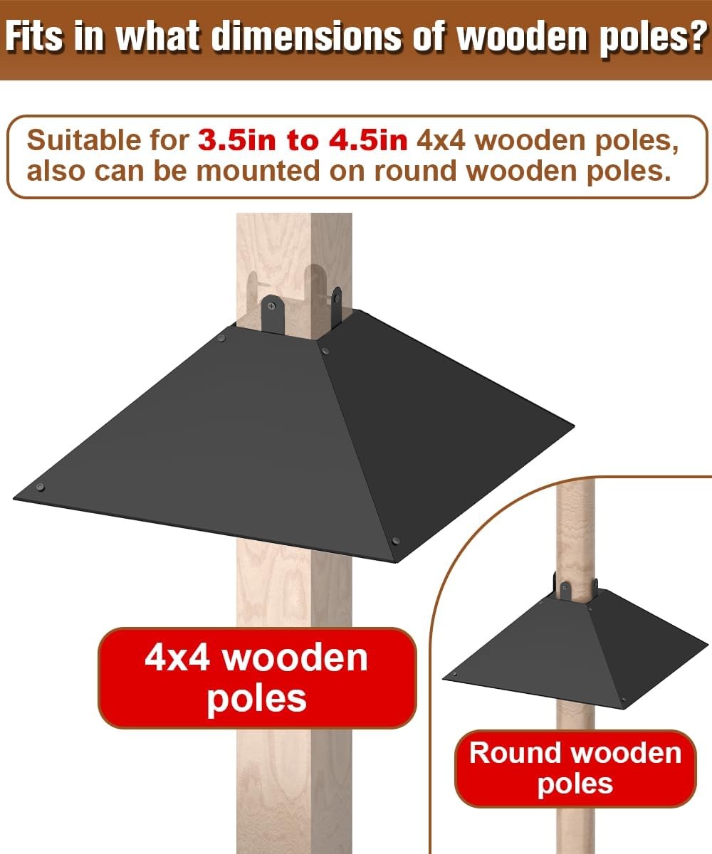 Queension Metal Squirrel Baffle for 4x4 Post, 17 Inch 1 pcs, Black