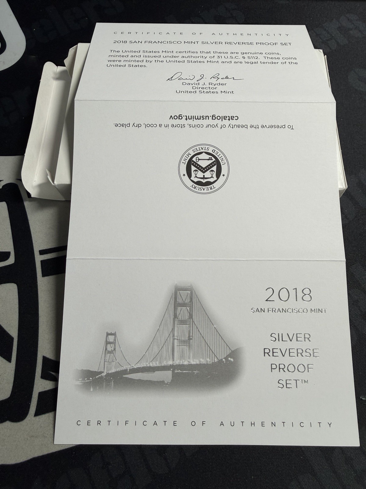 2018 *SILVER REVERSE* Replacement Proof Set Box and COA only. No Coins