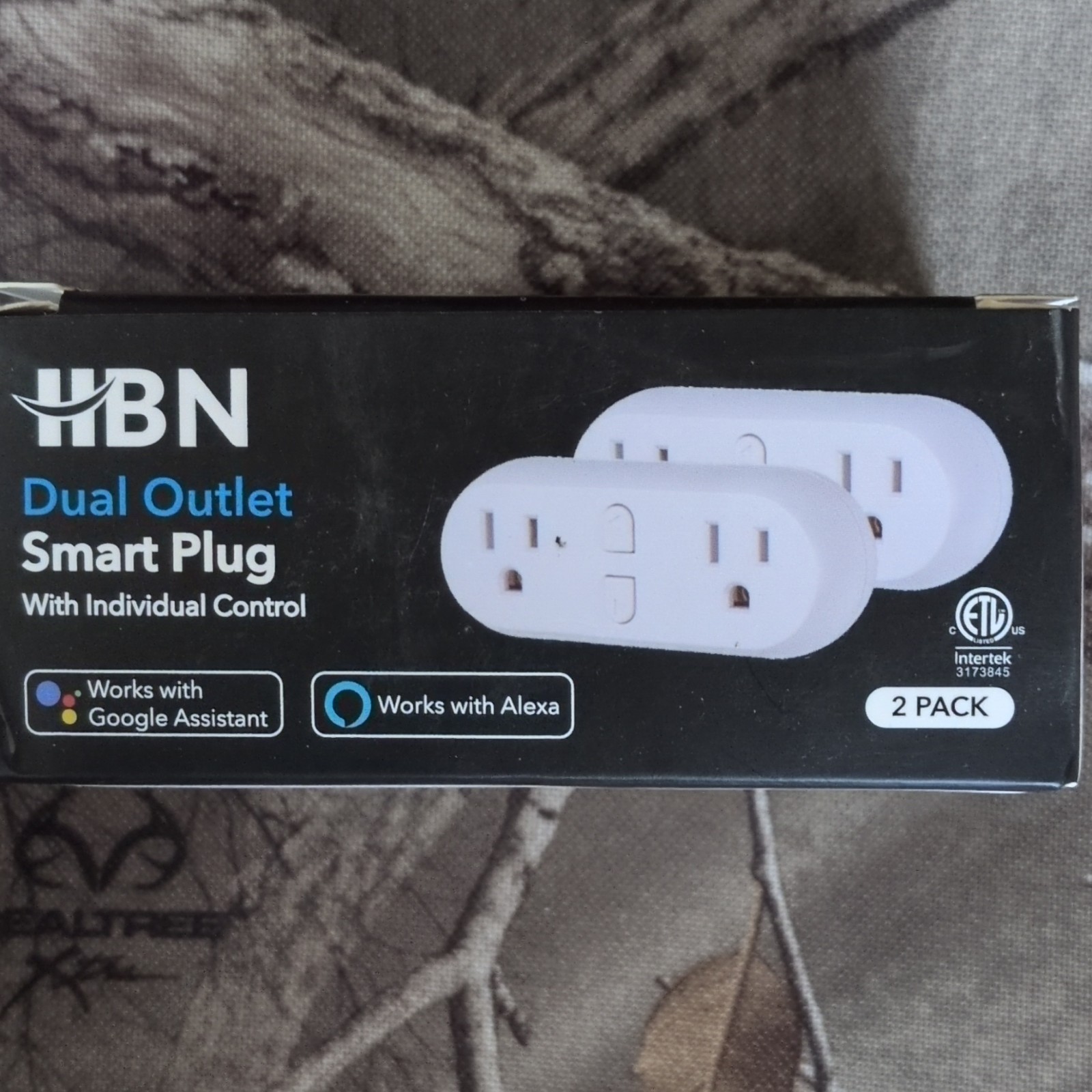 2pk HBN Dual Outlet Wi-Fi Smart Plug App/Remote Timer Stackable Alexa/Google