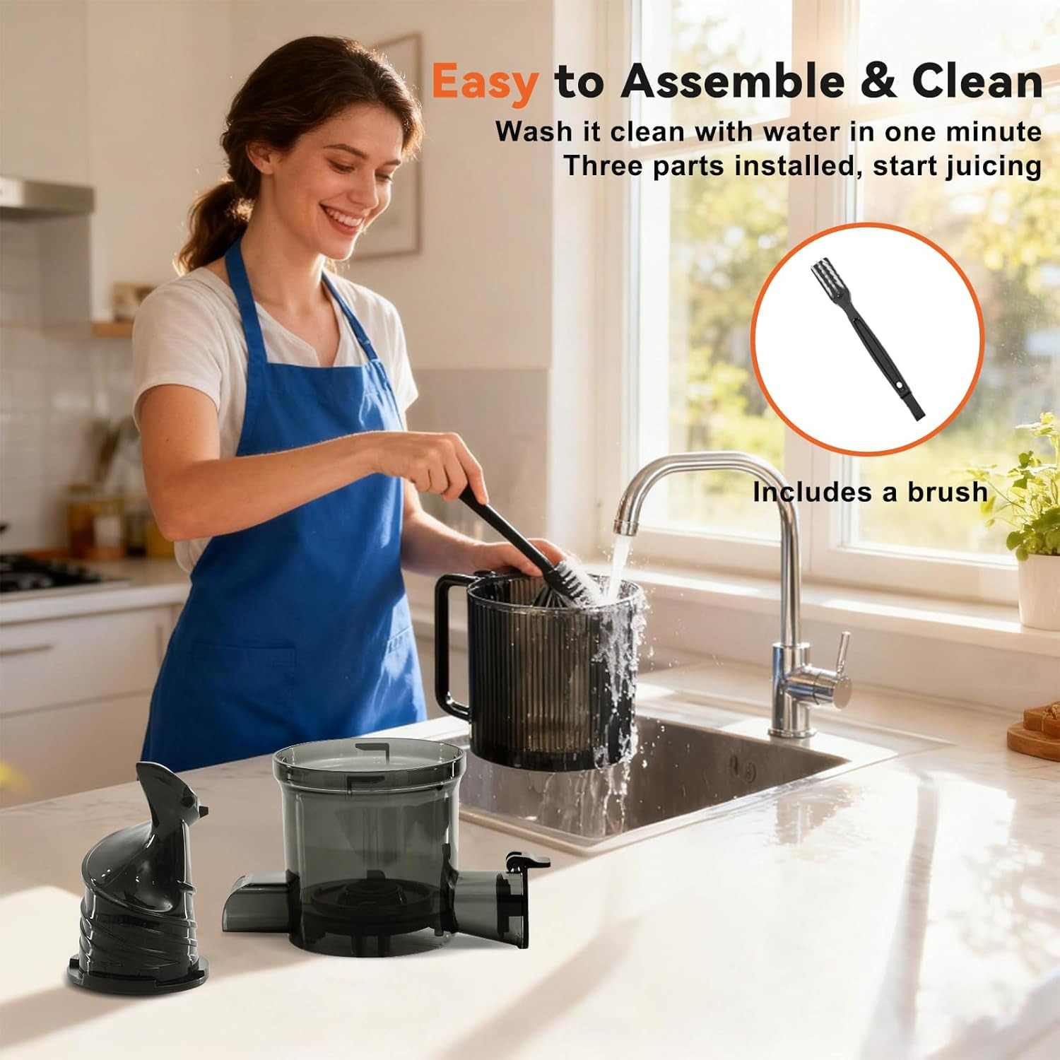 Cold Press Juicer Machines, Masticating Juicer with High Juice Yield, Reverse Fu