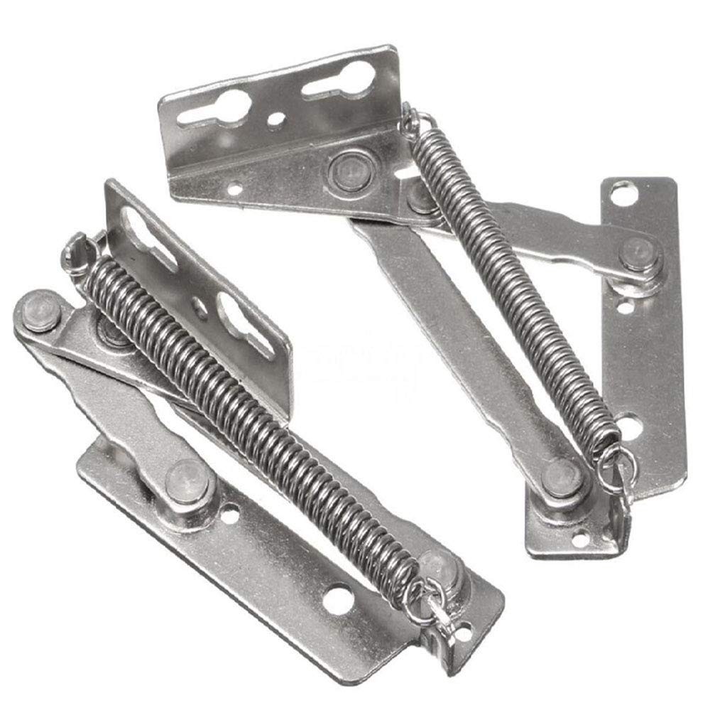 2 Pieces 80 Degree Foldable Lifting Bracket, Black Spring Hinges are Silver