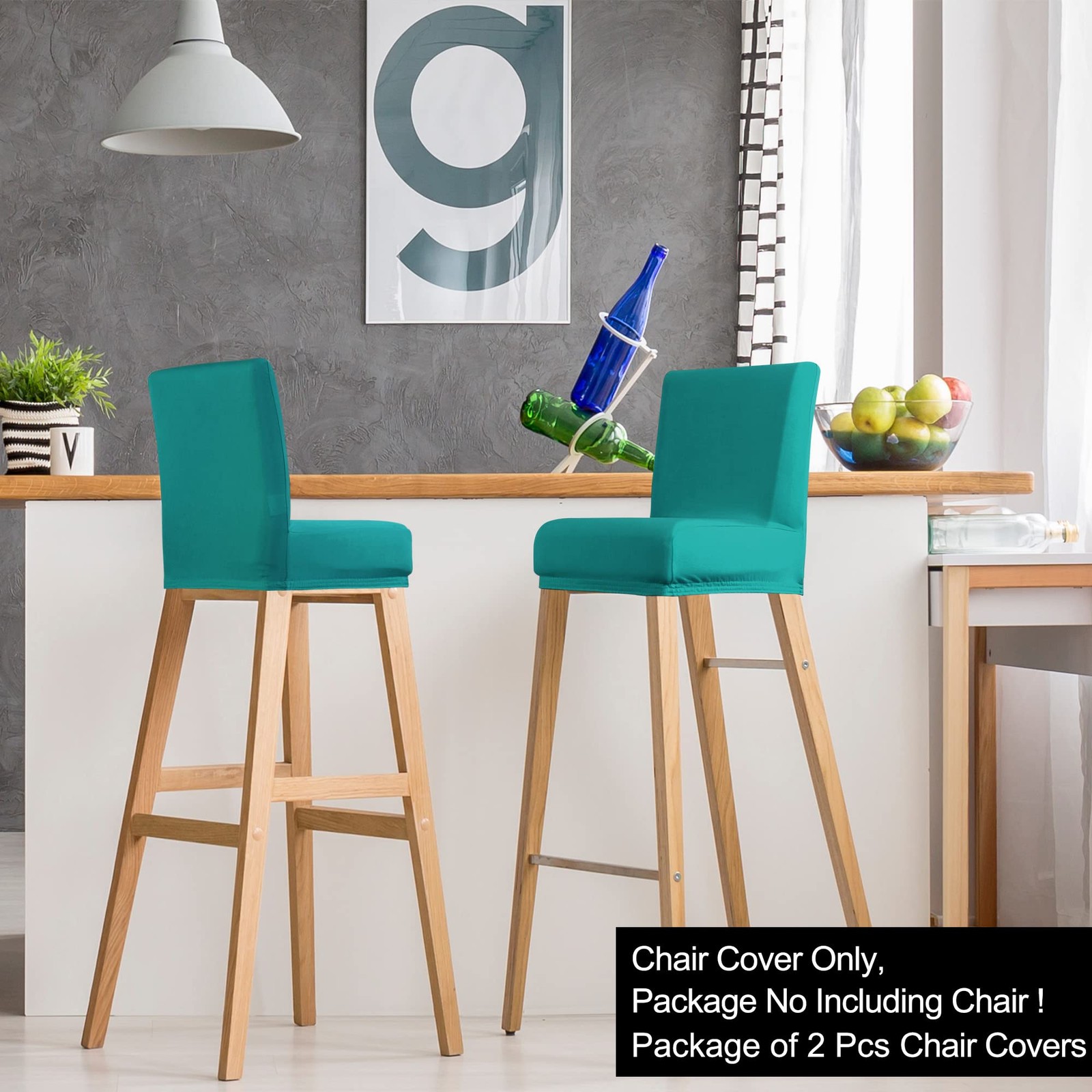 Stretch Bar Stool Covers, Pub Counter Height Side Chair Covers with Elastic B...
