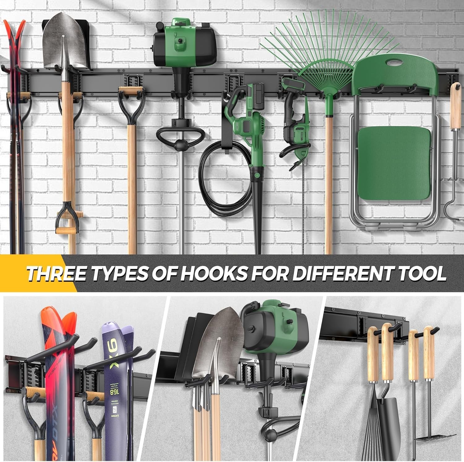 66" Garage Tool Organizer Wall Mount - 720lbs Garden Tool Organizer with Adju...