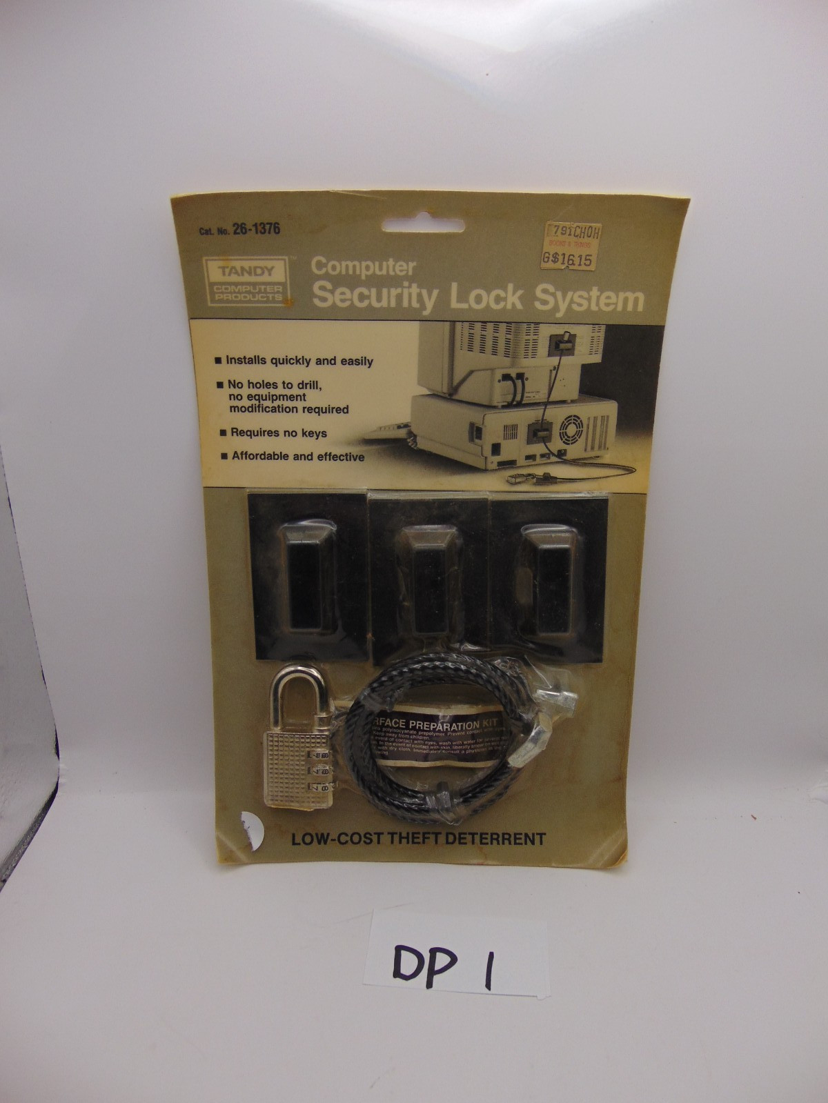 Vintage Tandy Computer Security lock System Radio Shack Pad Lock & Cable NOS