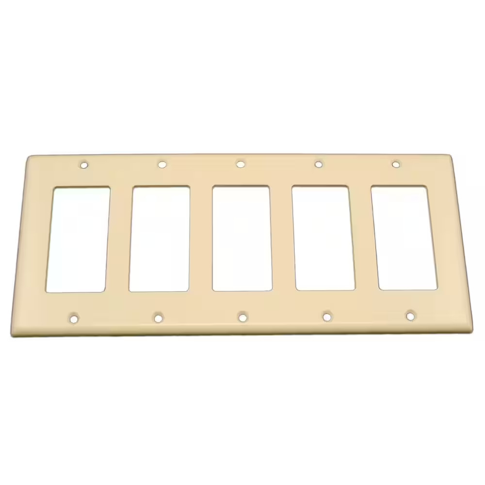 5-Gang Light Almond Decora/Rocker Plastic Standard Wall Plate (1-Pack) 80423-T F