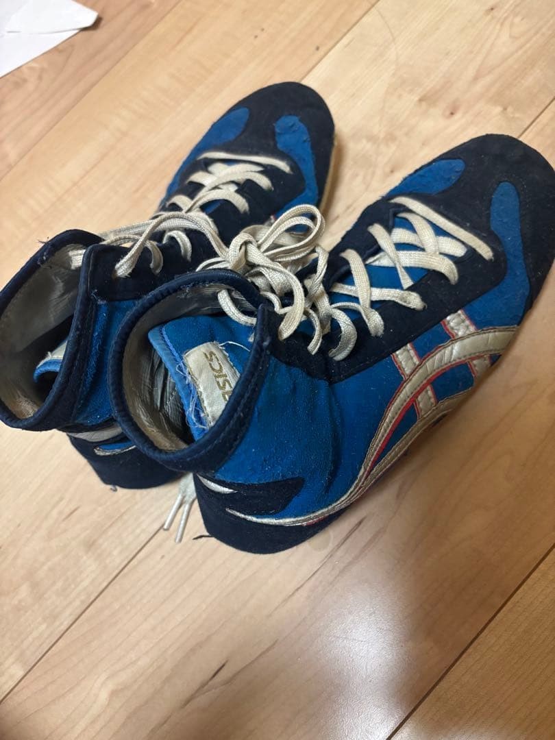 Asics Boxing Wrestling Shoes US6.5 / 24.5cm Blue Black Not For Sale From Japan
