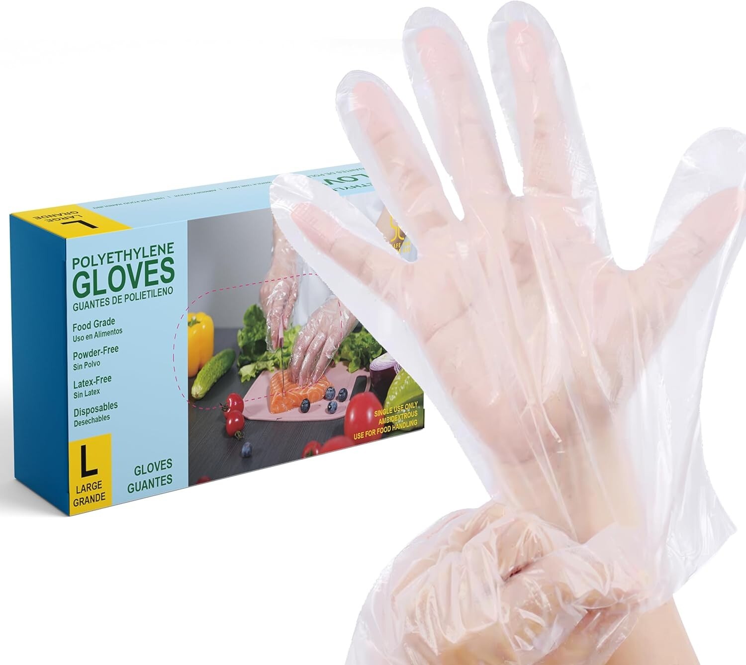 Disposable Food Service Gloves 1000 Pack, Plastic Poly, Food Handling Prep